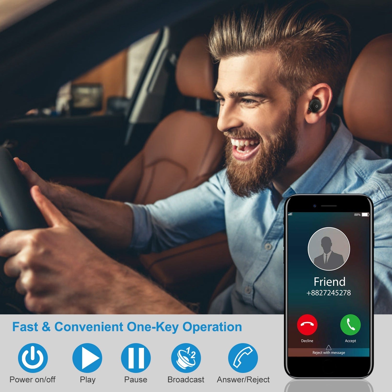 1 Pair True Wireless Earbuds CSR V4.2 In-ear Stereo Headsets IP44 Waterproof Apt-X TWS Headphones Noise Cancelling With Mic For Business Driving Walking