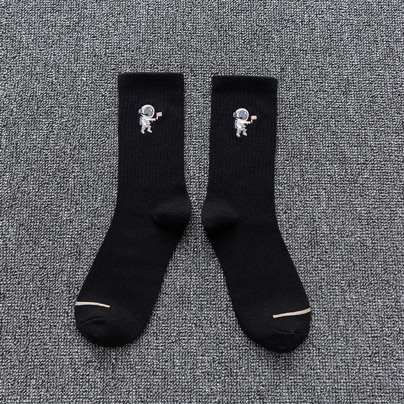 Astronaut Embroidered Cotton Socks - Sports & Casual All-Match | Mackystore