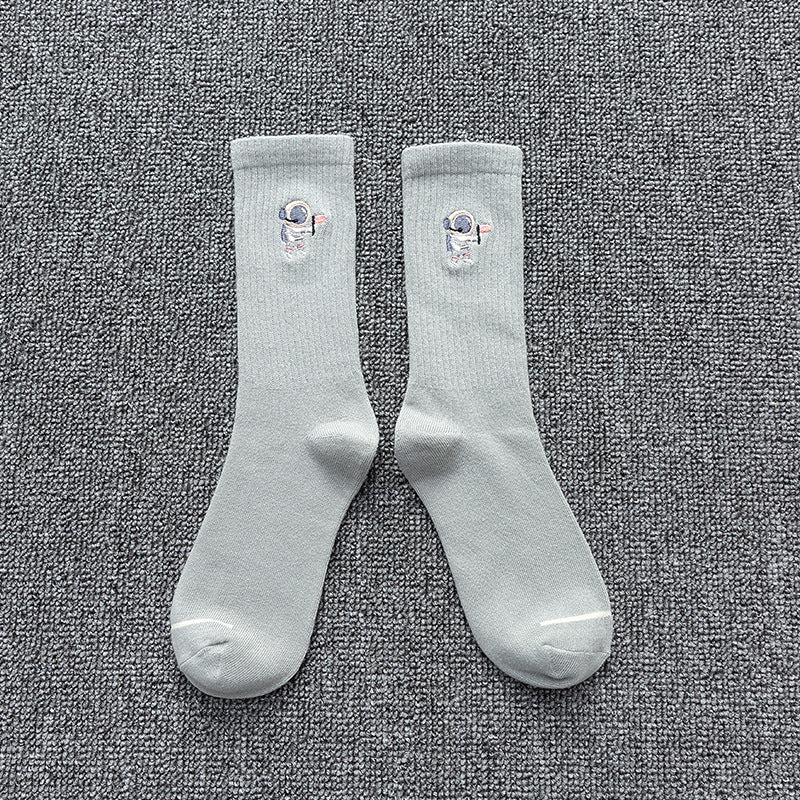 Astronaut Embroidered Cotton Socks - Sports & Casual All-Match | Mackystore