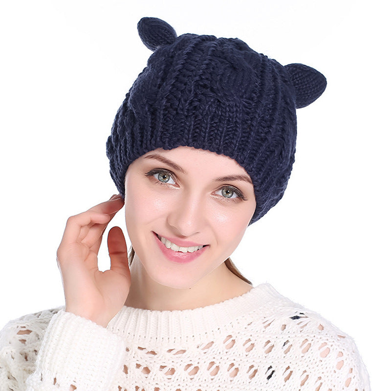 Autumn Winter Cat Ear Knit Beanie