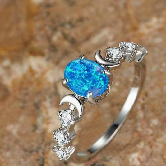 New Love Moon Three Claw Ring On Both Sides Simple