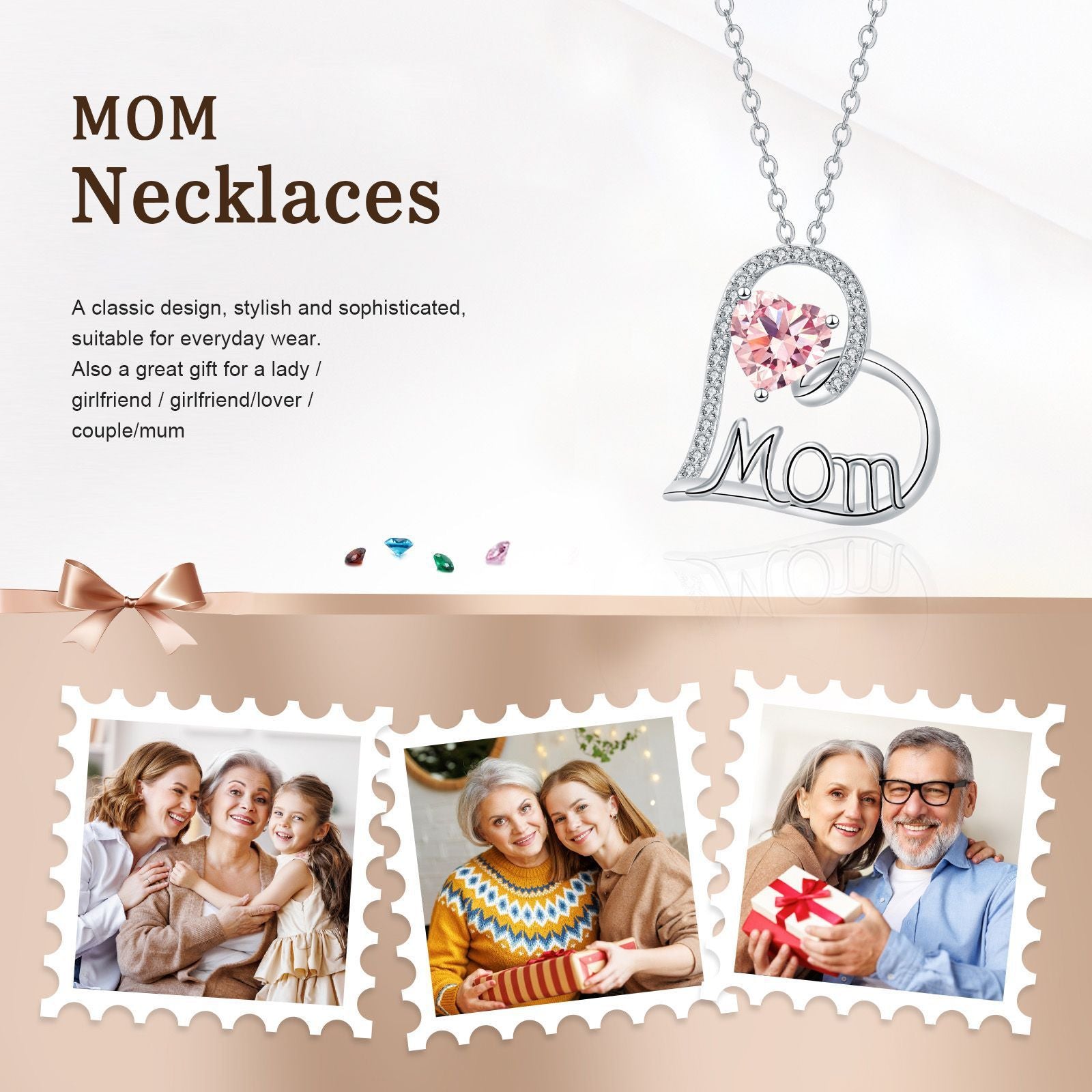 Mother's Day Gift Necklace Mother Heart-shaped Birthday Gift Jewelry Cross Chain