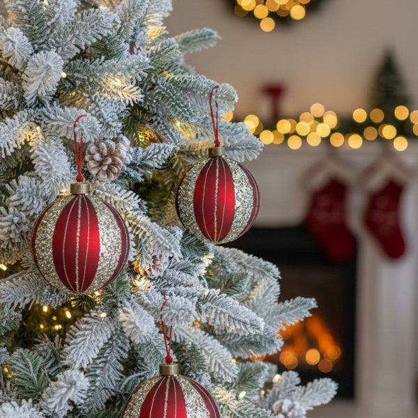 4PCS Set  Christmas Glass Ball Ornaments Holiday Tree Hanging Decorations Party Decor Supplies FBA Shipment