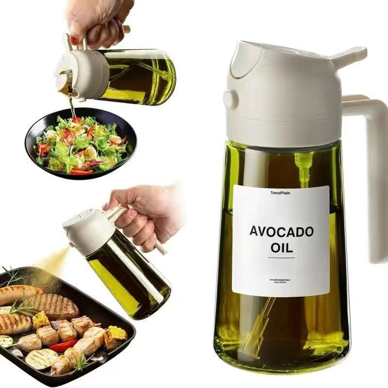 Portable Light-shielding Spray Oil Bottle, All-in-one  Glass Oil Bottle, Olive Oil Sprayer