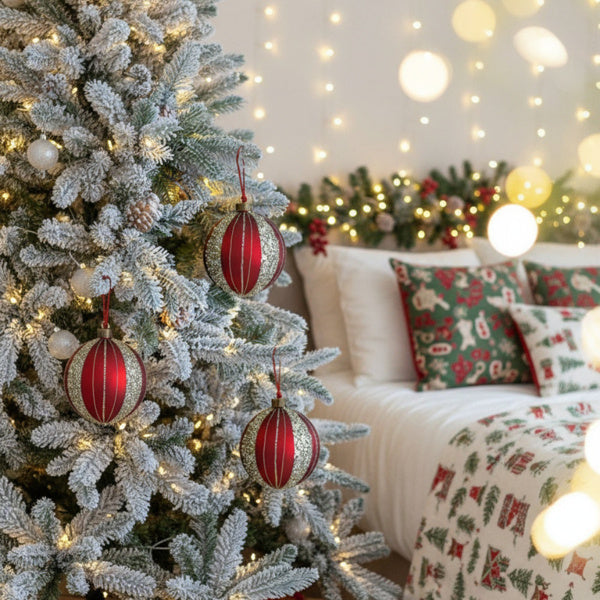 4PCS Set  Christmas Glass Ball Ornaments Holiday Tree Hanging Decorations Party Decor Supplies FBA Shipment