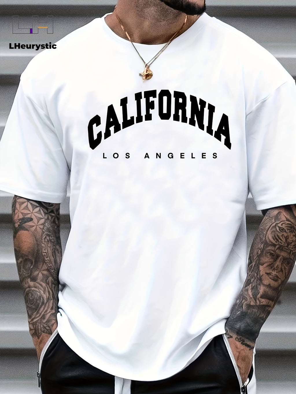 CALIFORNIA Print, Men's Flat Design Round Neck Activity T-shirt, Summer Casual Comfortable T-shirt, Men's Top Suitable For Daily Gym Exercise And Running