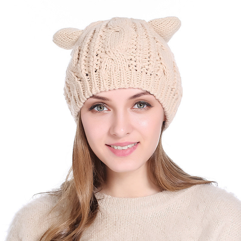 Autumn Winter Cat Ear Knit Beanie