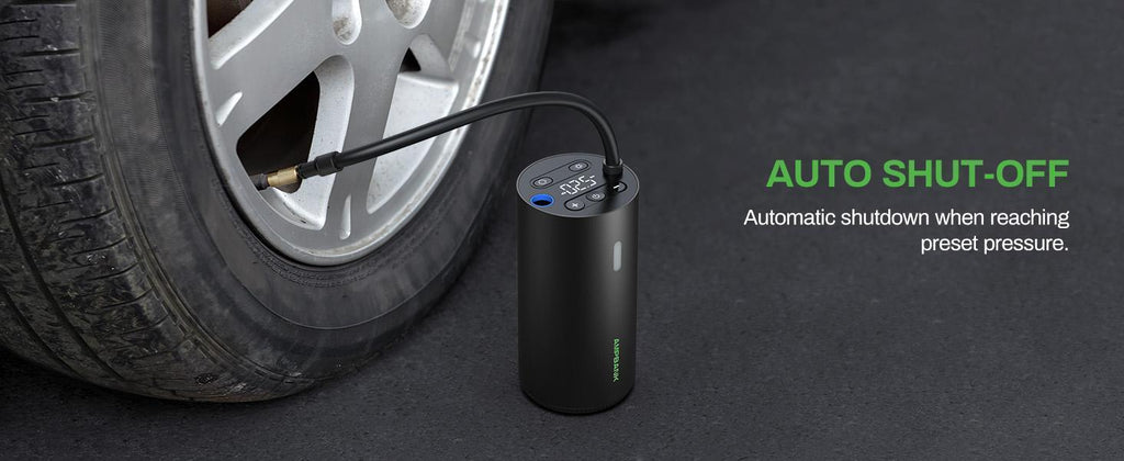 AMPBANK AT004 Smart Portable Tire Air Pump For Cars, Motorcycles, Bicycles And Balls With Pressure Gauge And LED Screen For Fast Inflation