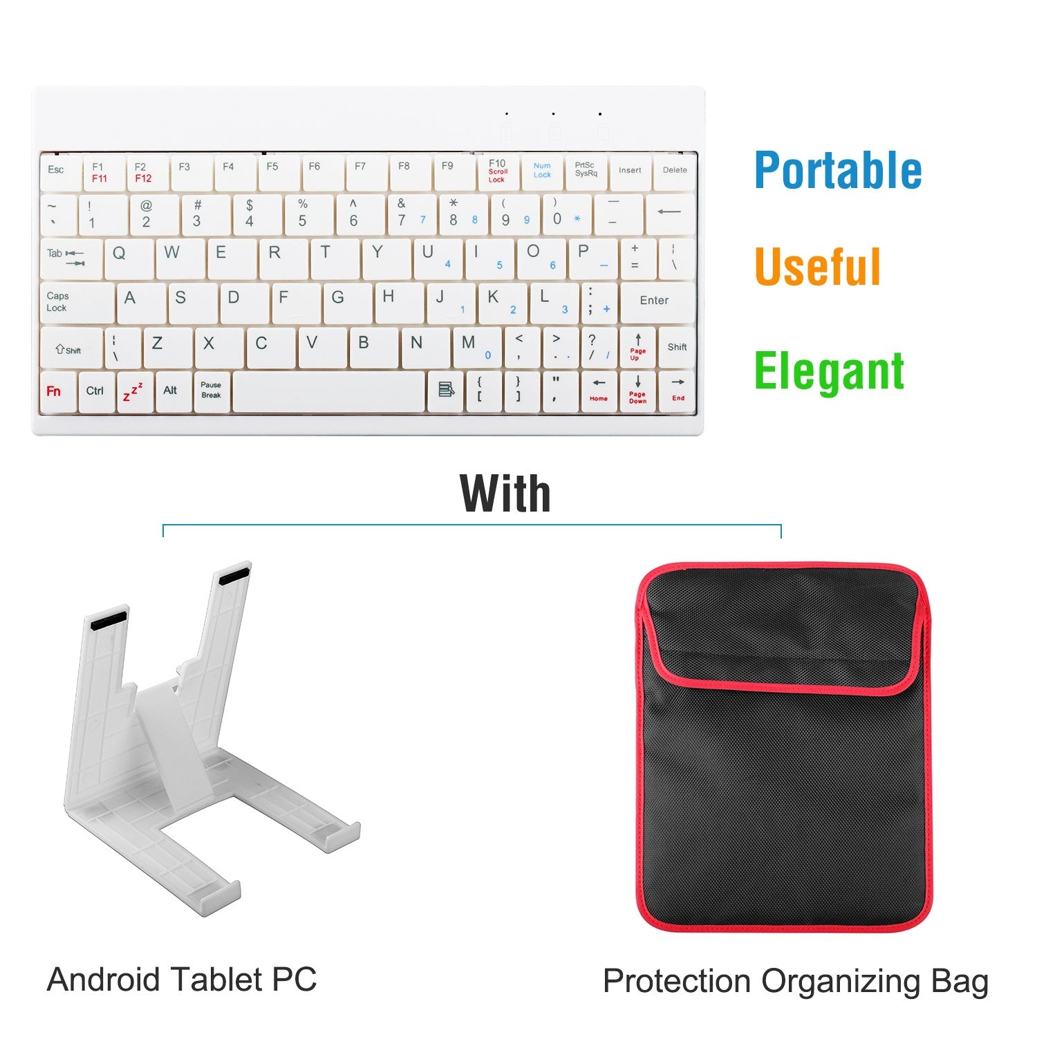 80 Keys Wired Keyboard Mini USB Connector Keyboard Portable Durable Keyboard With Carry Bag Tablet Stand For Android Window Tablet
