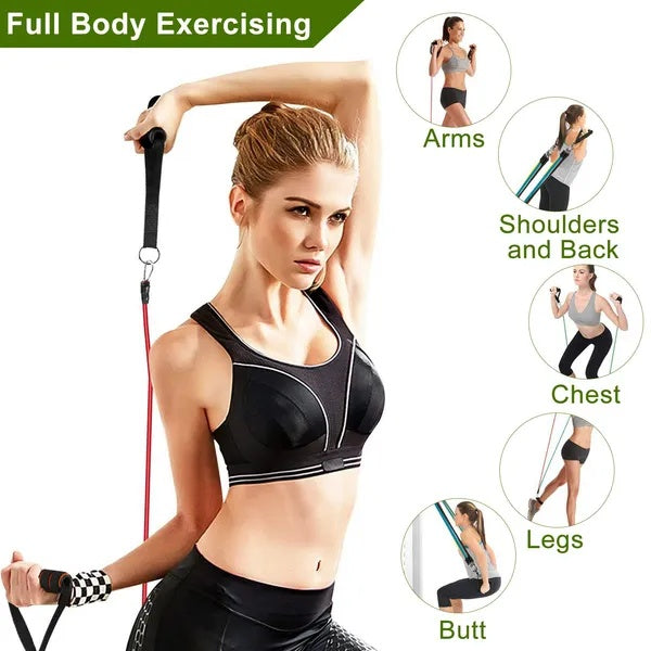 11Pcs Resistance Bands Set Fitness Workout Tubes Exercise Tube Bands Up