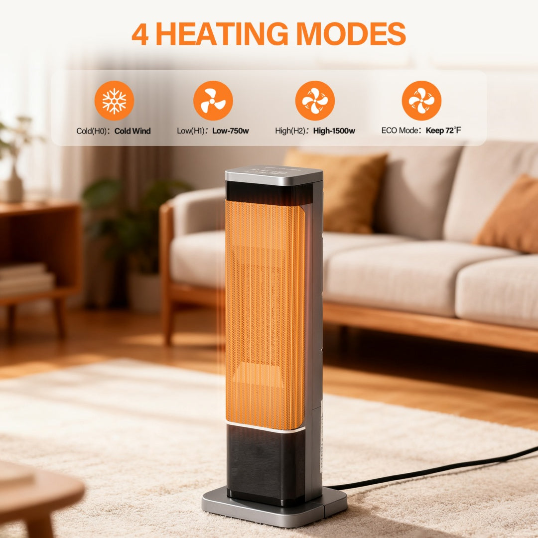 23inch Space Heaters For Indoor Use, Portable Heater With 7 Light Colors