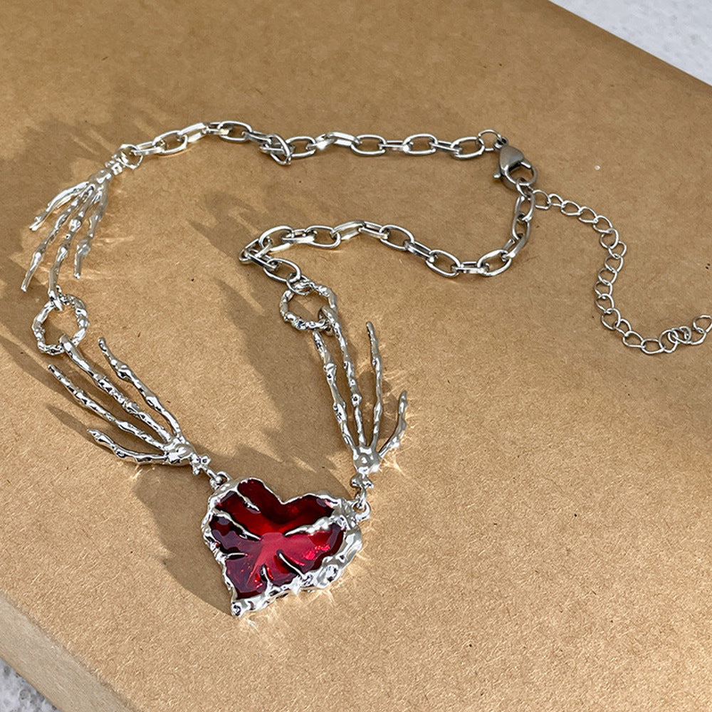 Personalized Punk Dark Red Love Pendant Necklace