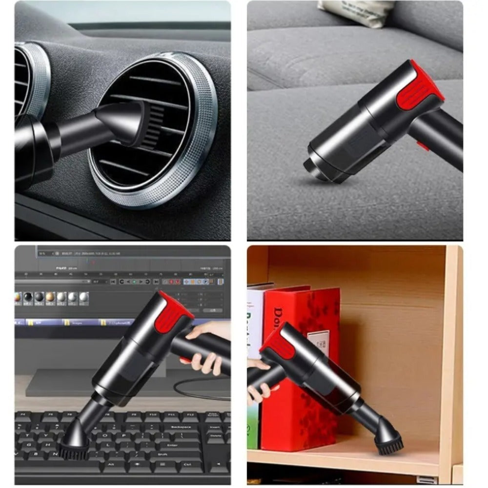 Wired Red And Silver Car Vacuum Cleaner  Home Handheld Mini Desktop Vacuum Cleaner Portable