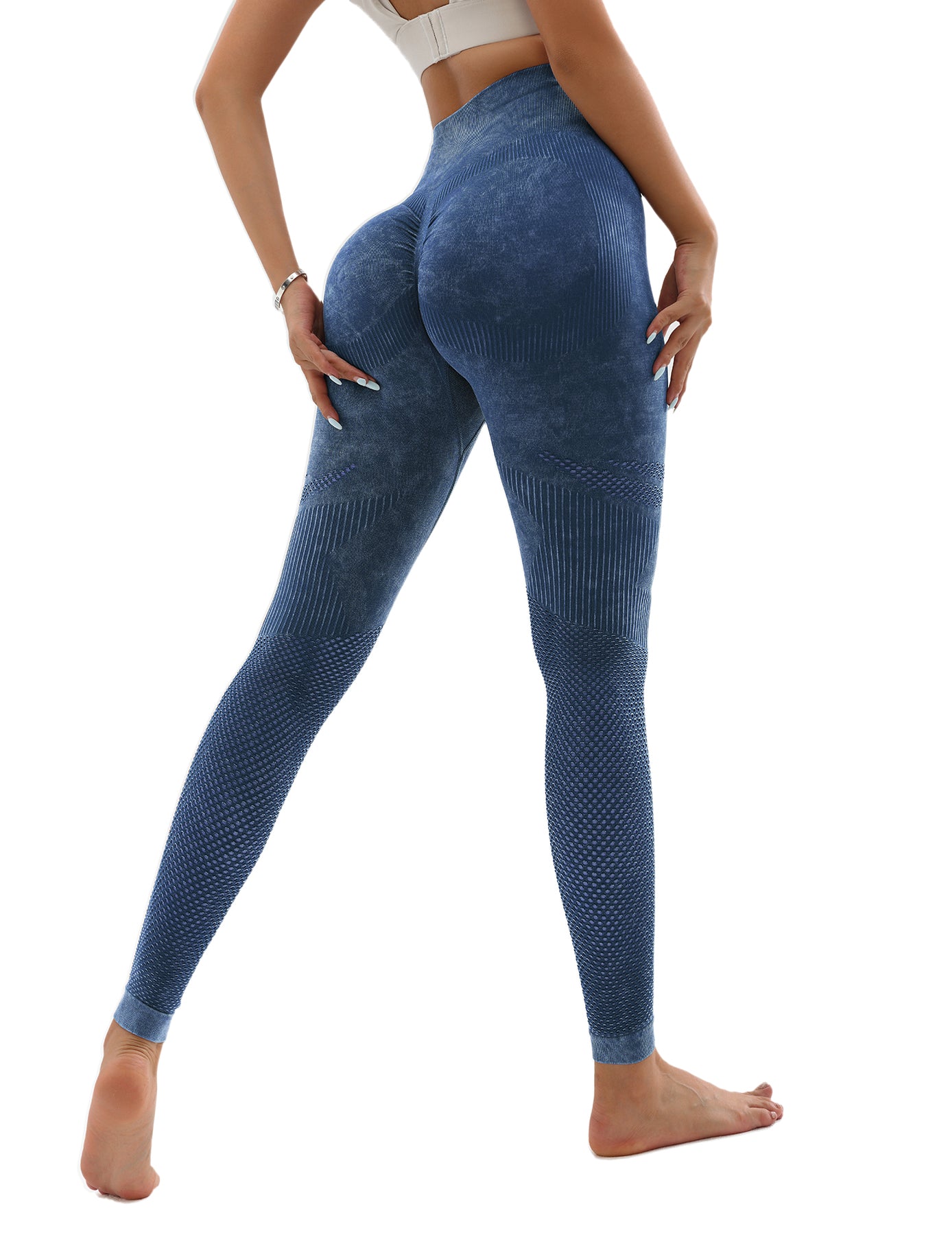2 Pack Women's Seamless Washed Wide Waistband Sports Leggings