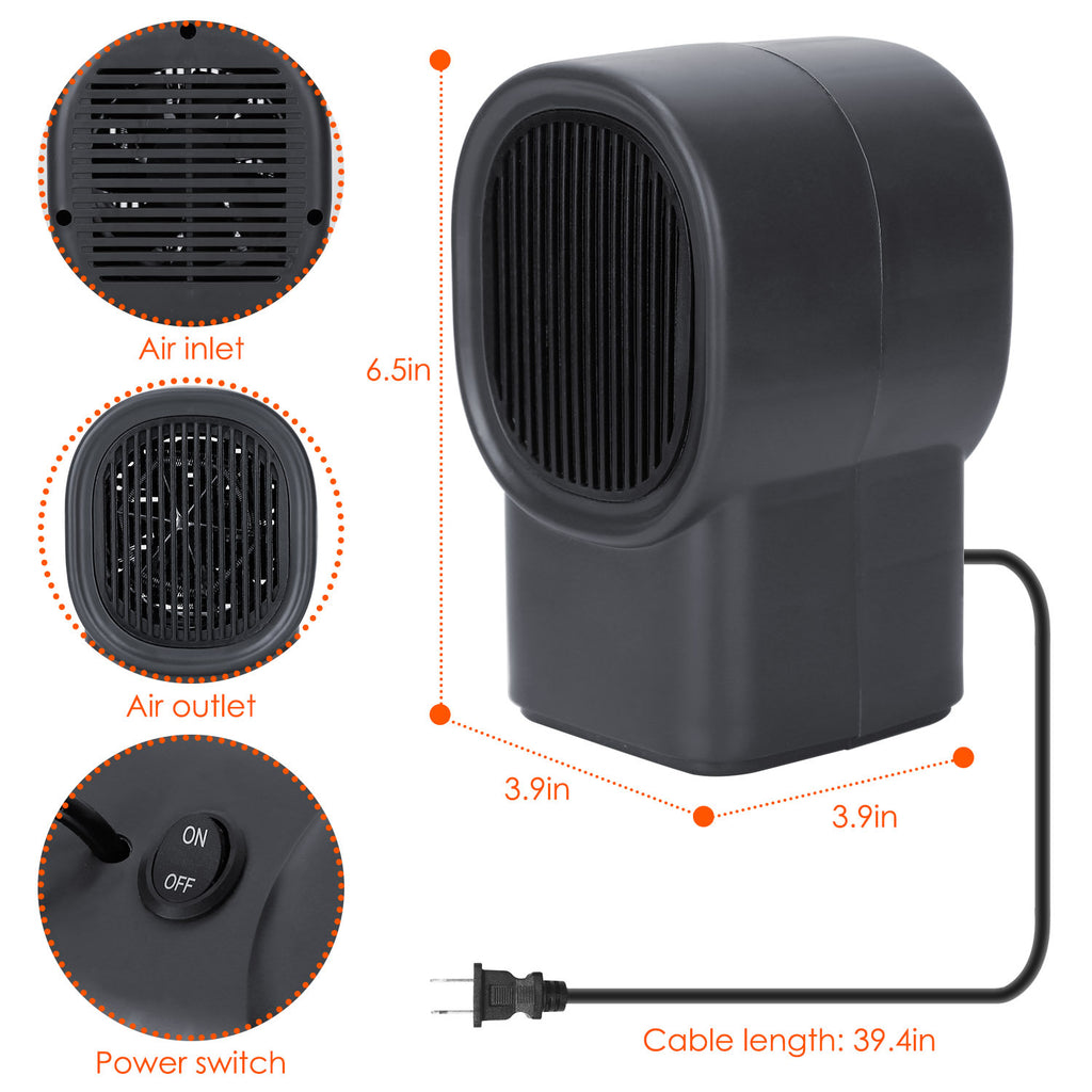 1Pc 500W Portable Electric Space Heater Mini Desktop Fan Heater Personal Small Space Heater For Home Office