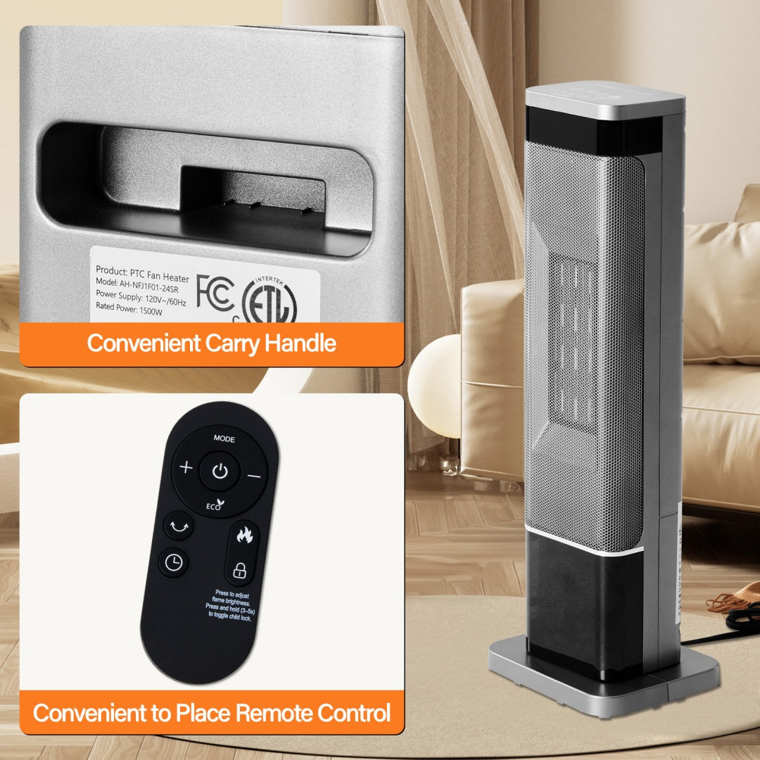 23inch Space Heaters For Indoor Use, Portable Heater With 7 Light Colors