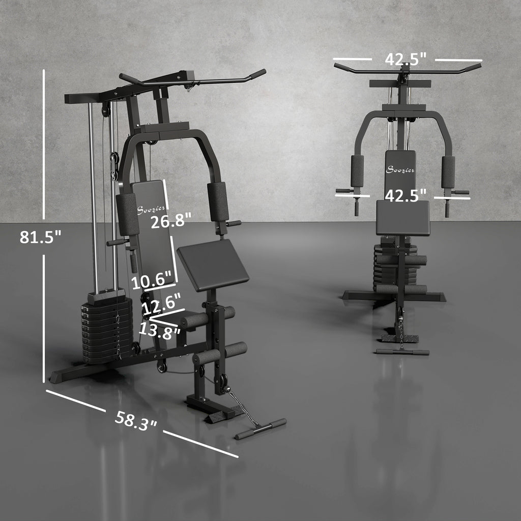 Multifunction Home Gym System, Workout Station with 99Lbs Weight Stack, for Full Body Exercise