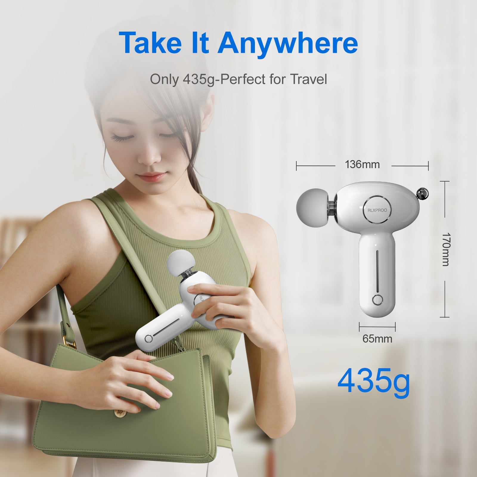 DRS-8120D Mini Massage Gun - Deep Tissue Percussion Massager With Heating Function, 5 Speed Levels, Portable Muscle Relaxation For Athletes & Recovery, USB Rechargeable