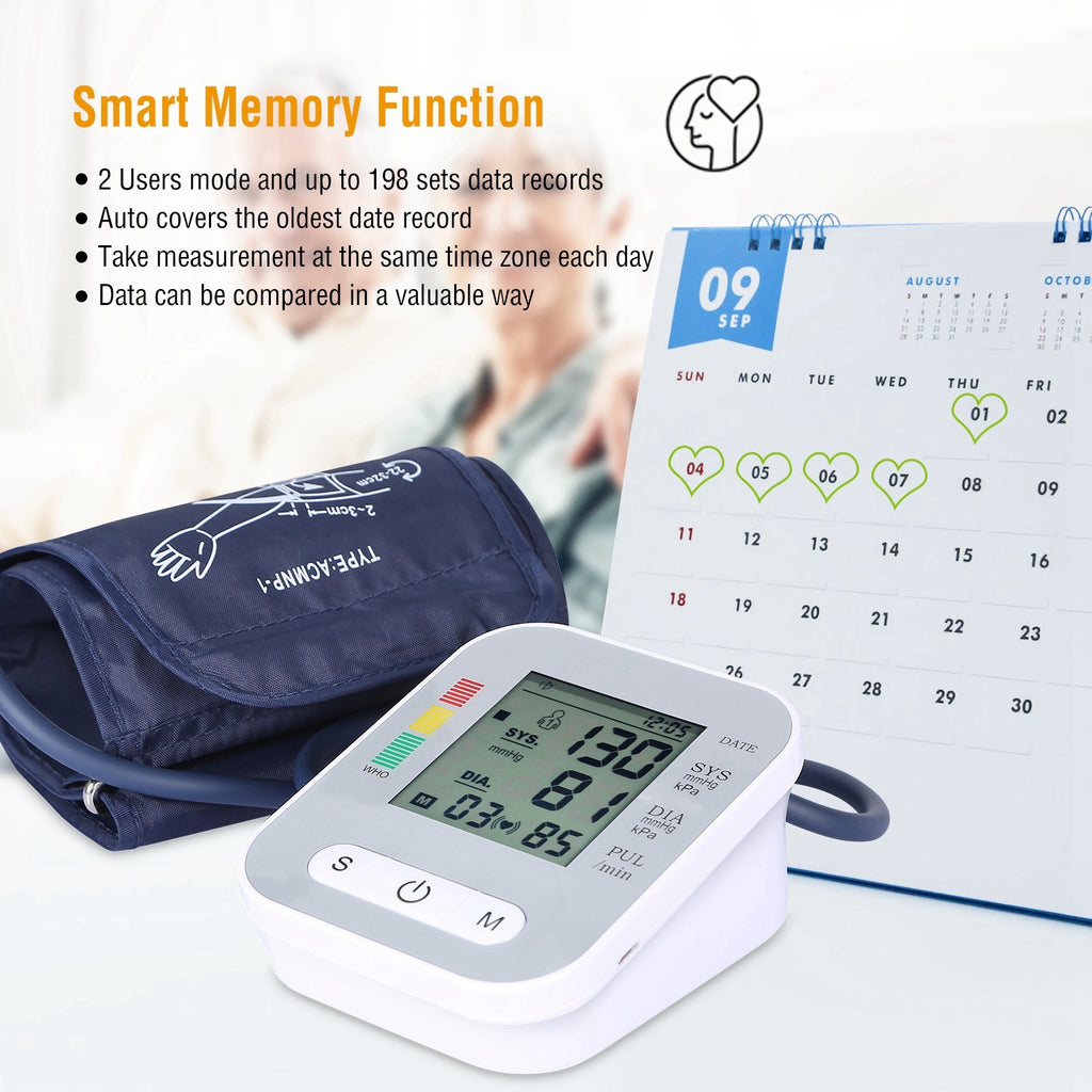 1Pc Digital Arm Blood Pressure Monitor LCD Digital Heart Beat BP Gauge Health Test With Voice