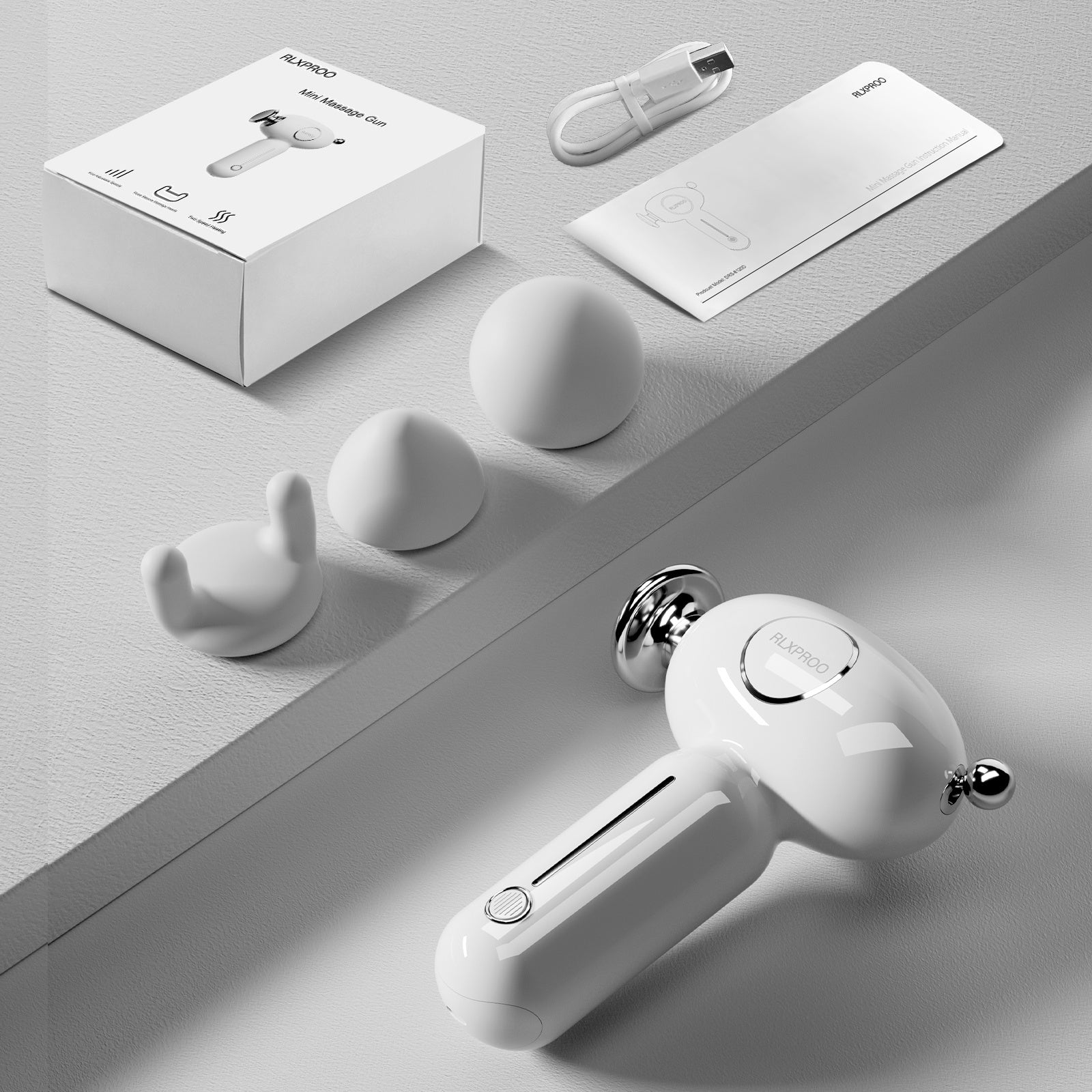 DRS-8120D Mini Massage Gun - Deep Tissue Percussion Massager With Heating Function, 5 Speed Levels, Portable Muscle Relaxation For Athletes & Recovery, USB Rechargeable