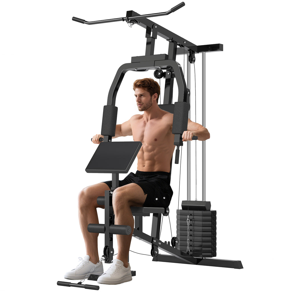 Multifunction Home Gym System, Workout Station with 99Lbs Weight Stack, for Full Body Exercise