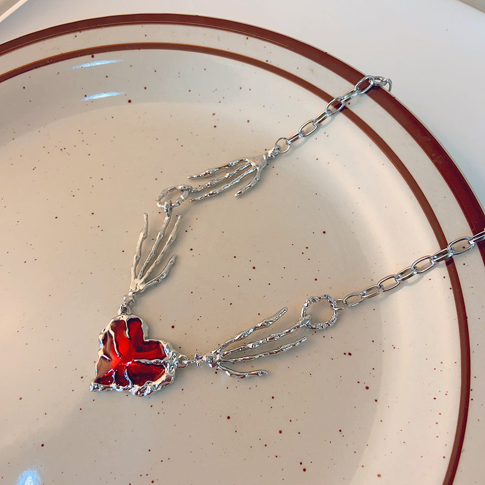 Personalized Punk Dark Red Love Pendant Necklace